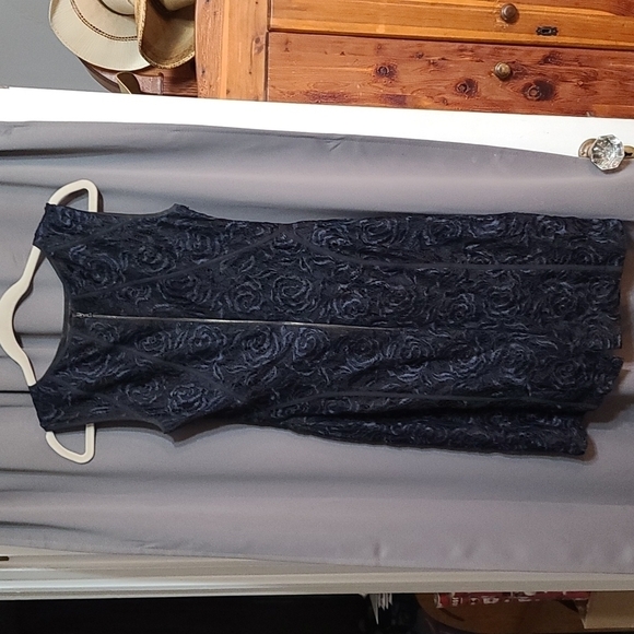 Ann Taylor Womens Lacy Sleeveless Dress Navy Rose Pattern size 6 GUC READ - Picture 3 of 4